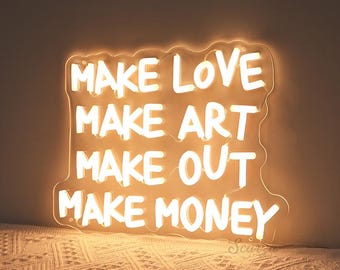 Make Love Make Art Neon Sign: Mid Century Modern Wall Decor