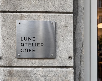 Custom Aluminum Business Sign, Cutout Logo Plaque, Modern Storefront Wall Sign