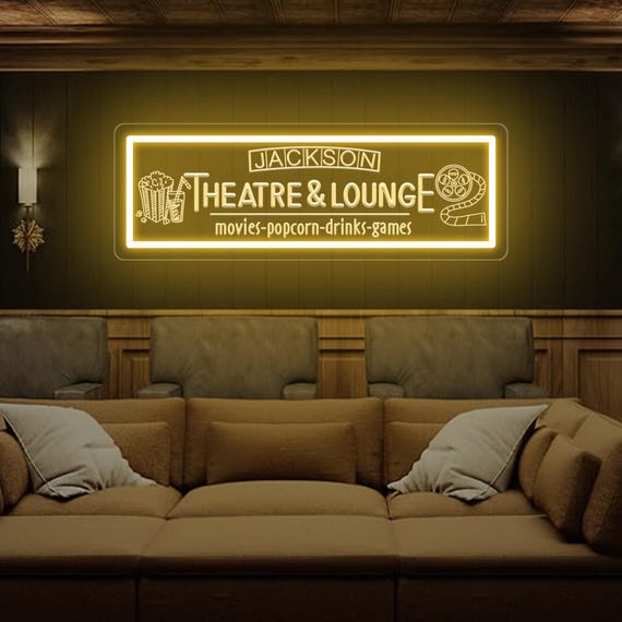 Personalized Home Theater Neon Sign: Custom Cinema Decor