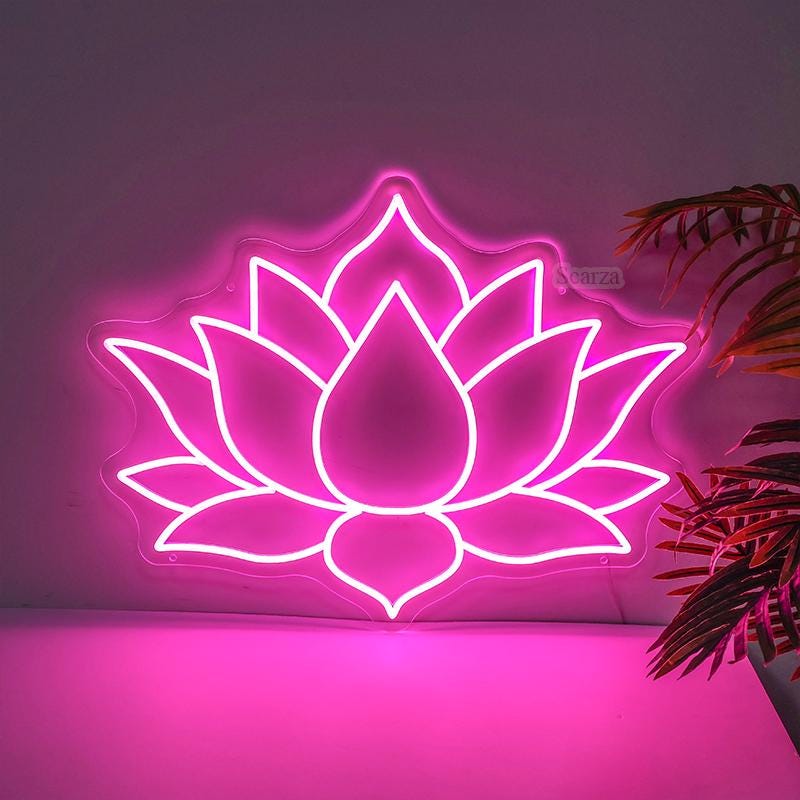 Geometric Lotus Flower Neon Sign,mandala Diwali Lotus Flower