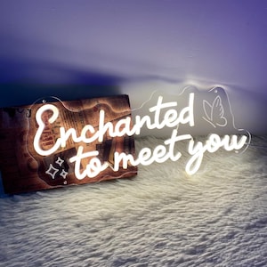 Enchanted To Meet You Neon Sign,Aesthetic Room Decor,Romantic Bedroom Decor,Aesthetic Dorm Sign,Wedding Party Gift,Baby Shower Wall decor