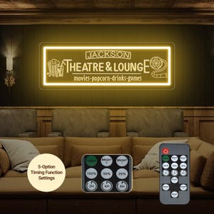 Personalized Home Theater Neon Sign: Custom Cinema Decor image 2