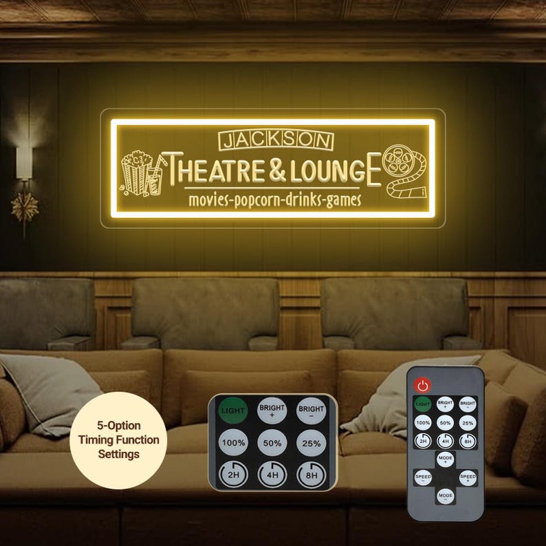Personalized Home Theater Neon Sign: Custom Cinema Decor image 2