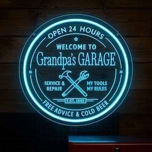 Enseigne néon LED personnalisée Dad's Garage, décoration de bar d'atelier