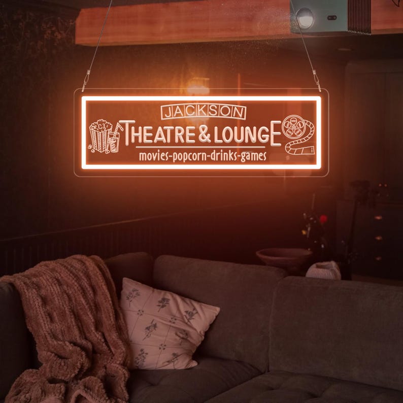 Personalized Home Theater Neon Sign: Custom Cinema Decor image 5