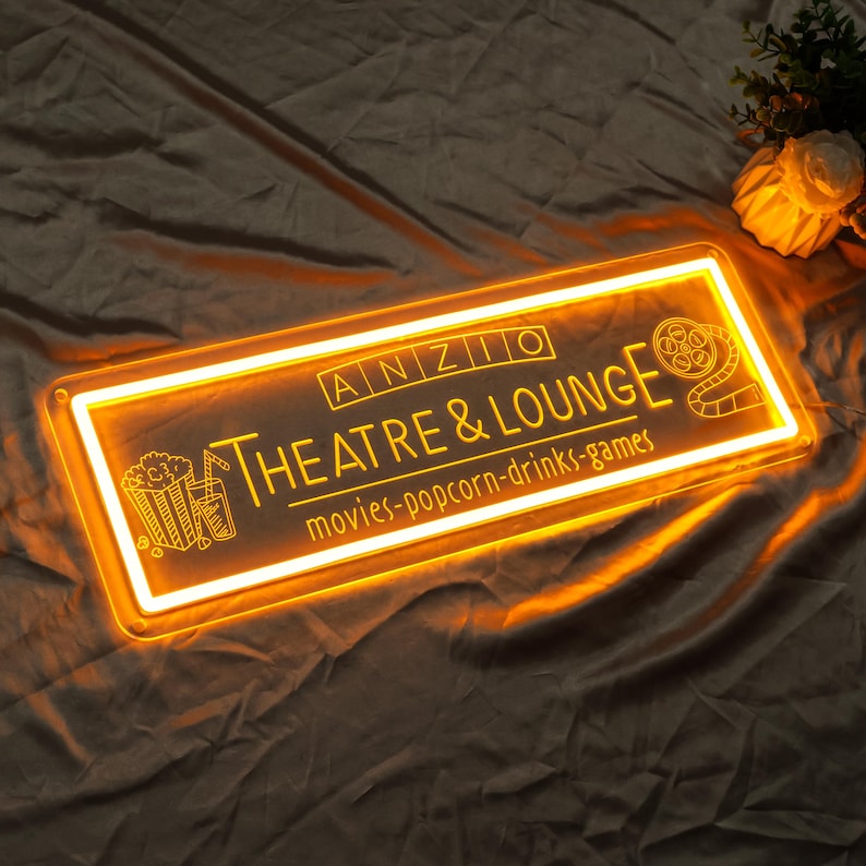Personalized Home Theater Neon Sign: Custom Cinema Decor image 4
