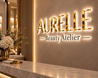 Custom Acrylic  Salon Logo Sign, LED Backlit Beauty Reception Sign