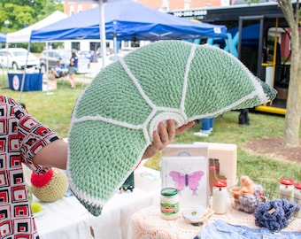 handmade large crochet lime slice plush pillow