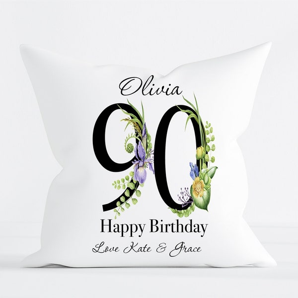 Personalised birthday cushion cover and insert. anniversary cushion | nana birthday| 90th | 91st | 92nd | 93rd | 94 | 95| 96| 97| 98| 99th