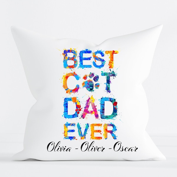 Personalised father’s day cushion | personalized cushion | cushion cover and insert| father’s day | best cat dad ever cushion | linen