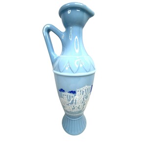 Jim Beam Blue Milk Glass Liquor Decanter Vase Socrates Plato Aristotle Greek