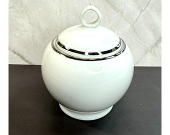Royal Dalton Simply Platinum Sugar Bowl With Handled Circular Ring Lid