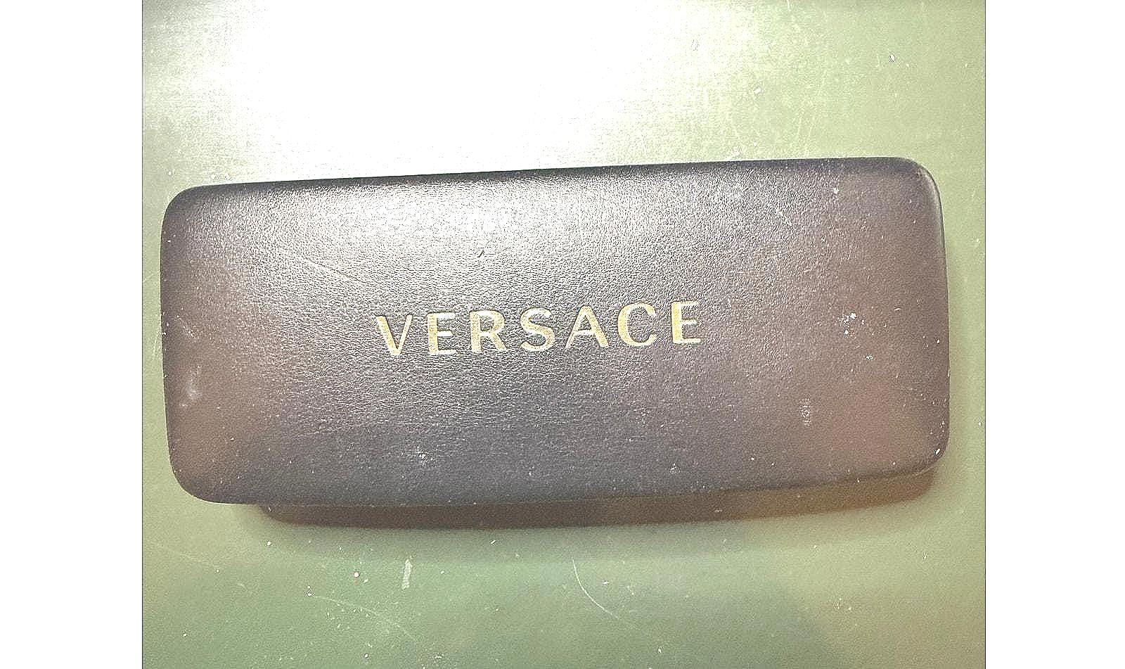 Versace Black Sunglass Case with Gold Logo Vertical Text Versace Eyeglass Case, Versace Glasses Case, Versace  main image 2