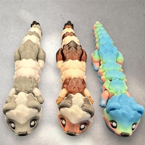 Cutesy Articulated Ferret: 3D-Printed Poseable Animal Figurine with Big Expressive Eyes | Unique Collectible Decor