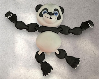 Panda articulado: Animal impreso en 3D totalmente articulado con brazos, patas y cola móviles / Adorable coleccionable / Colores personalizables