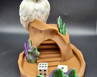 Gelede uil dobbelsteentoren | 3D-geprint fantasietafelaccessoire