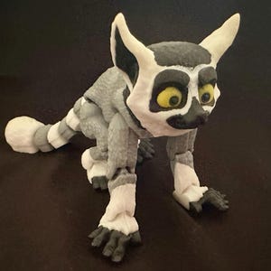 Gelenkige 3D gedruckte Lemur-Figur - Lustiges, posierbares Dschungel-Tierspielzeug