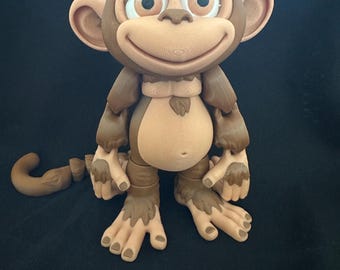 Gelede aap: volledig gelede 3D-geprinte hangende aap | Positieve staart, handen en voeten | Aanpasbare kleuren