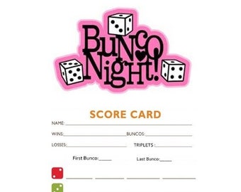 BUNCO Score Sheet - Version without 1s