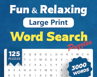 Fun & Relaxing Large Print Word Search Puzzles For Adults and Seniors - Digital Download