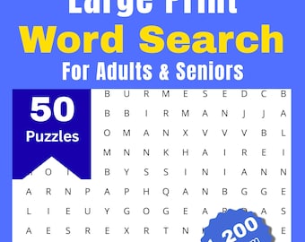 50 Random Word Search Puzzles for Adults & Seniors -- Digital Download