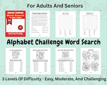 Puzzle di ricerca di parole dell'alfabeto per adulti e anziani - Download digitale