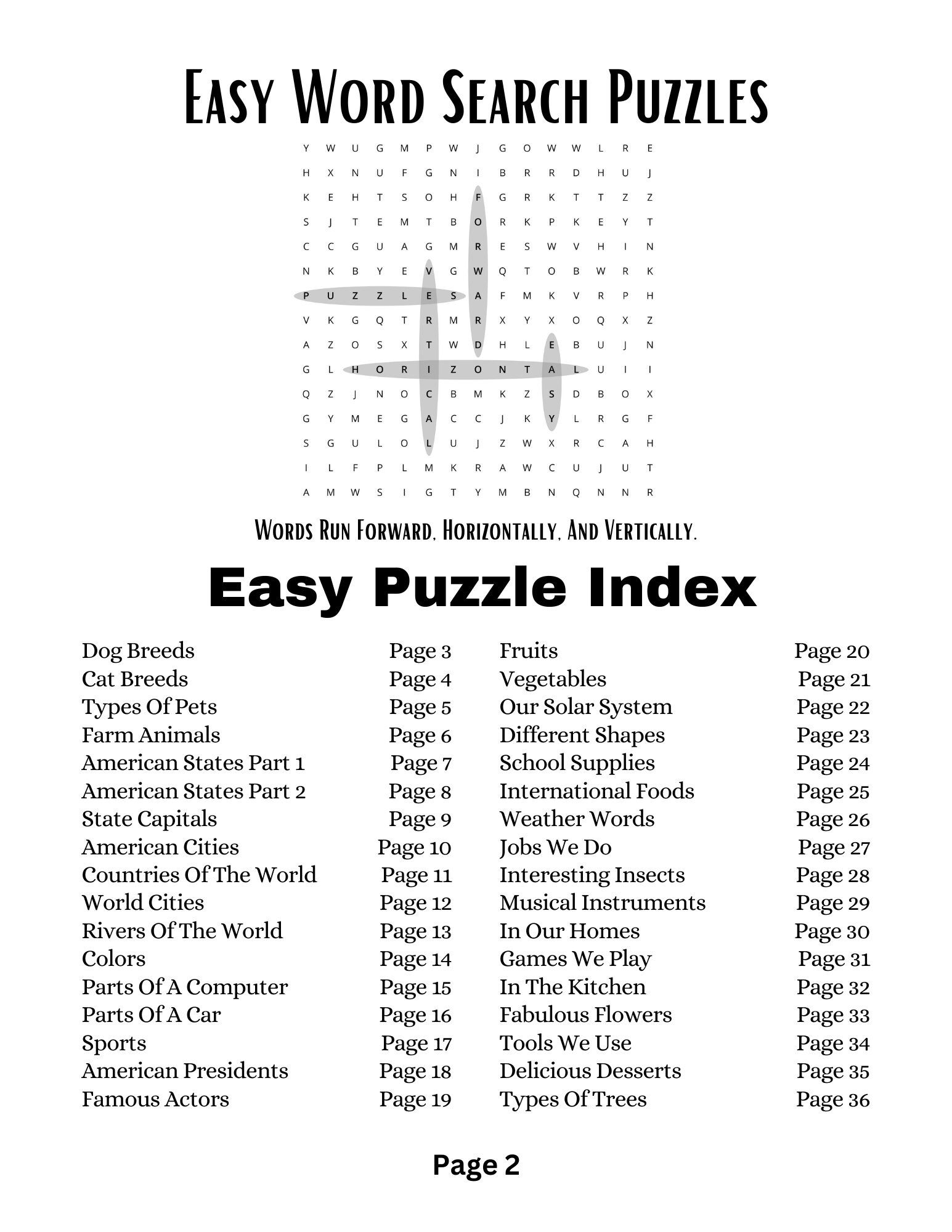Fun & Relaxing Large Print Word Search Puzzles for Adults and Seniors ...