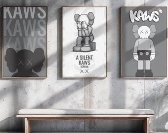 Set of 3 KAWS Posters, Graffiti-Inspired Wall Art (Digital Download)