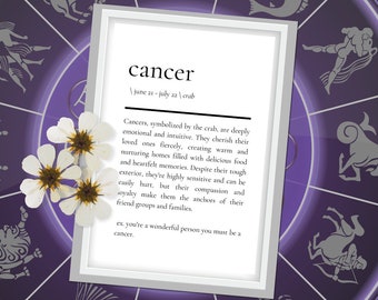 Cancer Print, Cancer Wall Art, Astrology Wall Decor, Wall Art Printable, Zodiac Print, Zodiac Poster, Witch Wall Decor, Cancer Art