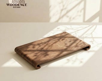 Vassoio in legno di noce, stile minimalista Wabi Sabi, vassoio da portata per tavolino da caffè, organizer, vassoio in legno fatto a mano
