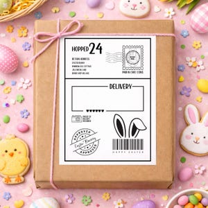 Personalised Easter Bunny Shipping Label, Printable Gift Tag, Fun Easter Basket Label, Cute Bunny Mail Order, Instant Digital Download