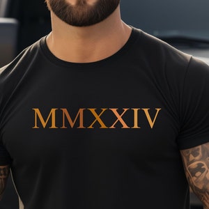 2024 Orange Roman Numeral Tee, 2024 Roman T-shirt, Roman Tee, Roman t-shirt, Roman Numeral, Roman Numeral t-shirt, Numeral shirt, Roman Tee