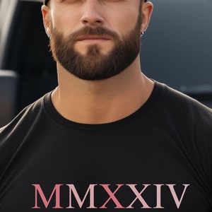 2024 Pink Roman Numeral Tee, 2024 Roman T-shirt, Roman Tee, Roman t-shirt, Roman Numeral, Roman Numeral t-shirt, Numeral shirt, Roman Tee