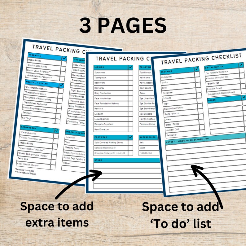 Simple Travel Packing Checklist | PDF Printable Travel Checklist ...