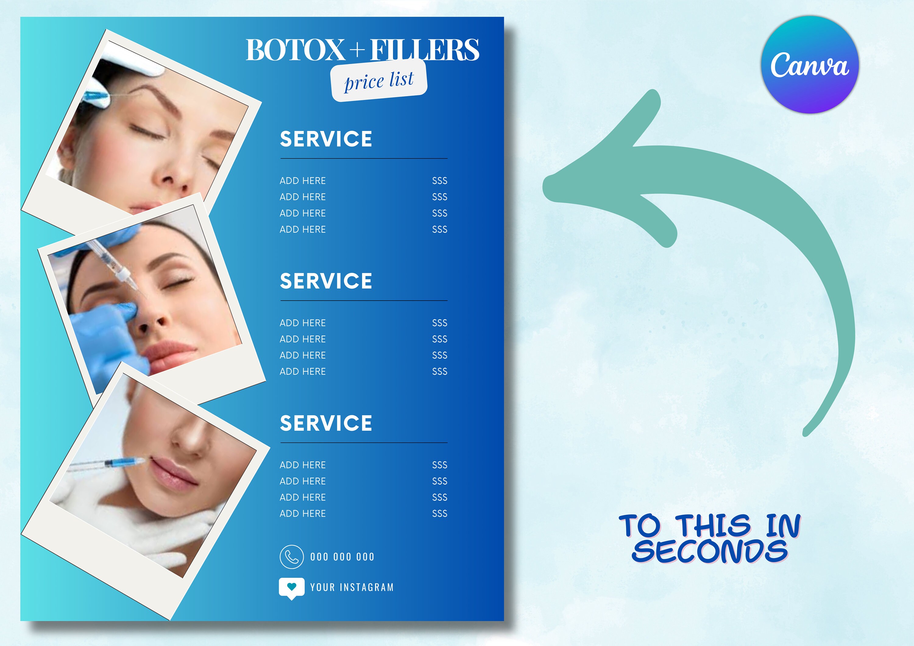 Editable Botox Price List Template | Printable Canva Design | Add QR ...