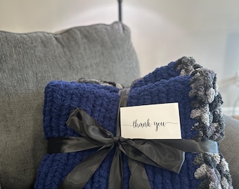 Handmade Chunky Knit Blanket, Cozy Throw, Custom Colors