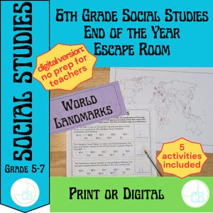 6th Grade Social Studies End of the Year Escape Room: Ancient Civilizations