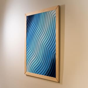 CNC Carved Ocean Wave Wood Wall Art: 3D Coastal Sculpture