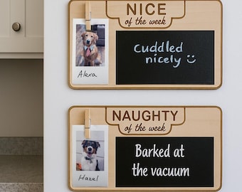 Funny Pet Behavior Board – Nice or Naughty Magnetic Chalkboard, Dog Mom Gift, Funny Dog Owner Gift