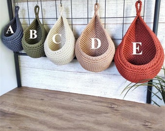 Handwoven hanging Storage baskets,Hanging organizer,Storage baskets ,Home accessories,Tear drop dangling storage baskets ,Crochet home décor