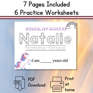 Custom Name Tracing Worksheet First and Last Name Spelling Writing ...