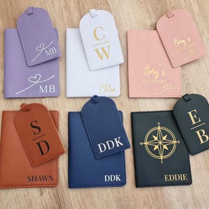 Personalised Passport Cover & Luggage Tag Set Custom Travel Accessory Gift for Men and Women Gift for Bridal Party Destination Wedding Gifts