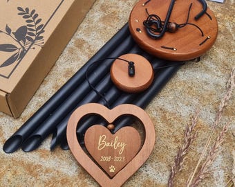Personalized spinning heart Pet Memorial Wind Chimes Sympathy Gift for the Loss of a Dog, Cat,  Horse Custom Comforting Remembrance keepsake