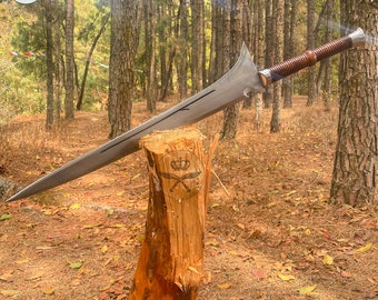 Espada vikinga estética grabada espada antigua 25 pulgadas hoja de acero al carbono cuchillo de supervivencia regalo de aniversario para él espadas reales funcionales