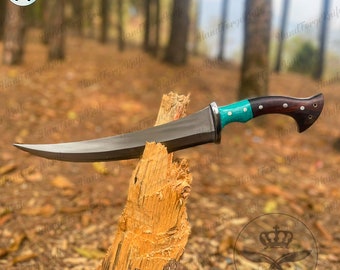 Cuchillo Bowie de 13 pulgadas con vaina, kit de cuchillos de camping para artesanía Bush, hoja lista para usar de acero al carbono 5160 / regalos de camping para hombres