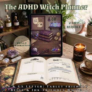 ADHS-Hexenplaner-Bundle: Druckvorlage + GoodNotes-Verlinkung | Neurodiverses Rollenspiel-Tagebuch für Fokus- und Energiemanagement