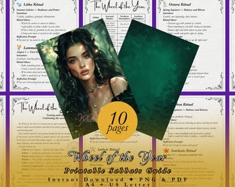 Rueda del Año imprimible: Páginas rituales de los Sabbats, Libro de las Sombras (Grimorio en PDF y PNG)