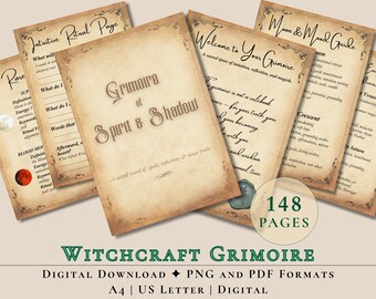 Beginner Witchcraft Grimoire Printable, Book of Shadows PDF, Wiccan Spellbook (Digital Download)