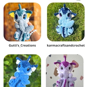 May include: Image showing four handmade crochet creatures in shades of blue, purple, and white. Each creature has large eyes and unique features. The text "Tester Appreciation!" is at the top.