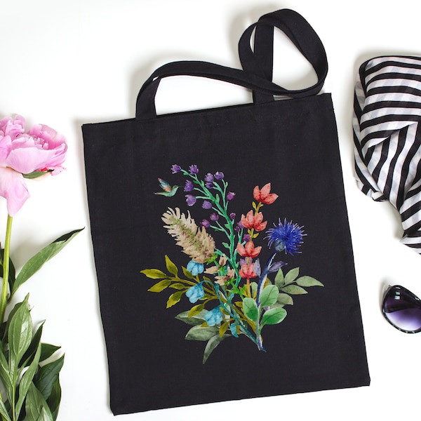 Gardening bag Trendy floral shopping bag Spring flowers Flower market bag Carry all shoulder bag Floral book bag Gift for flower lover